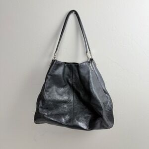 Coach Black Leather Triple Compartment Shoulder Bag Purse Womens 24621